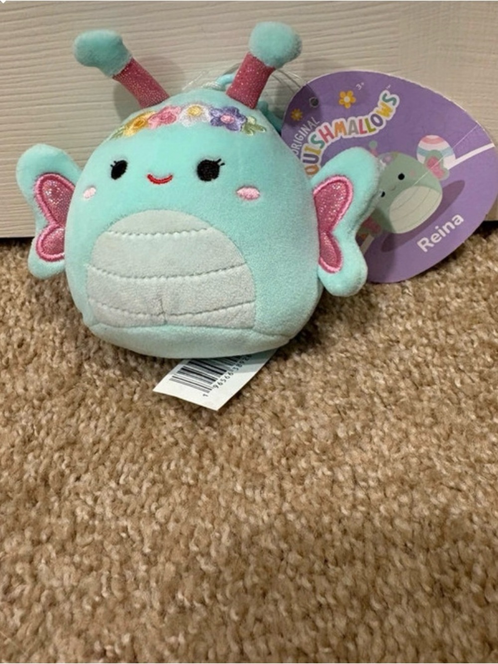 Squishmallows Reina Butterfly Plush - Aqua with Pink Accents